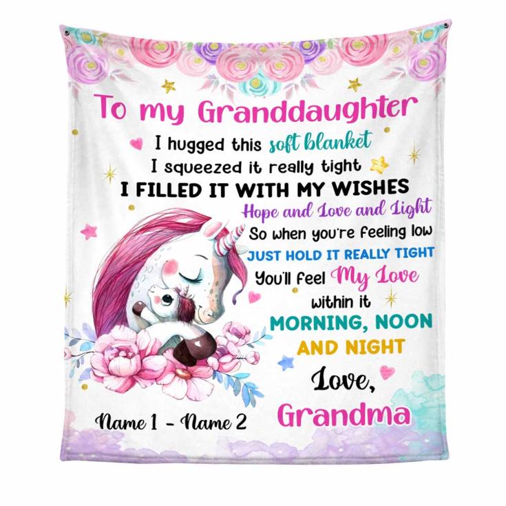 Personalized Unicorn Mom Grandma Son Daughter Grandson Granddaughter Blanket