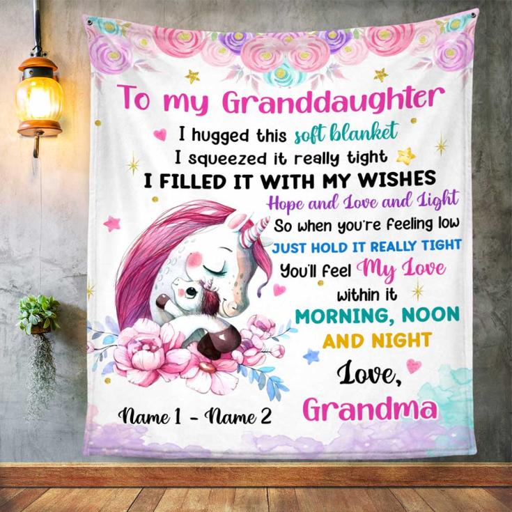 Personalized Unicorn Mom Grandma Son Daughter Grandson Granddaughter Blanket