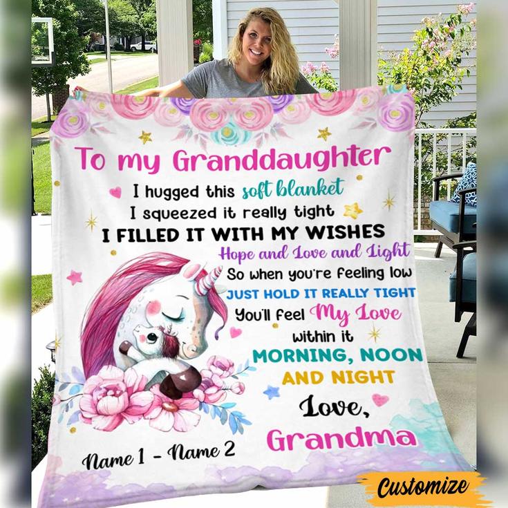 Personalized Unicorn Mom Grandma Son Daughter Grandson Granddaughter Blanket