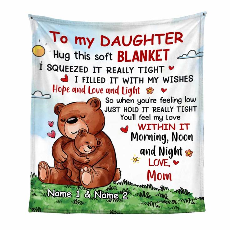 Personalized Bear Daughter Hug This Blanket
