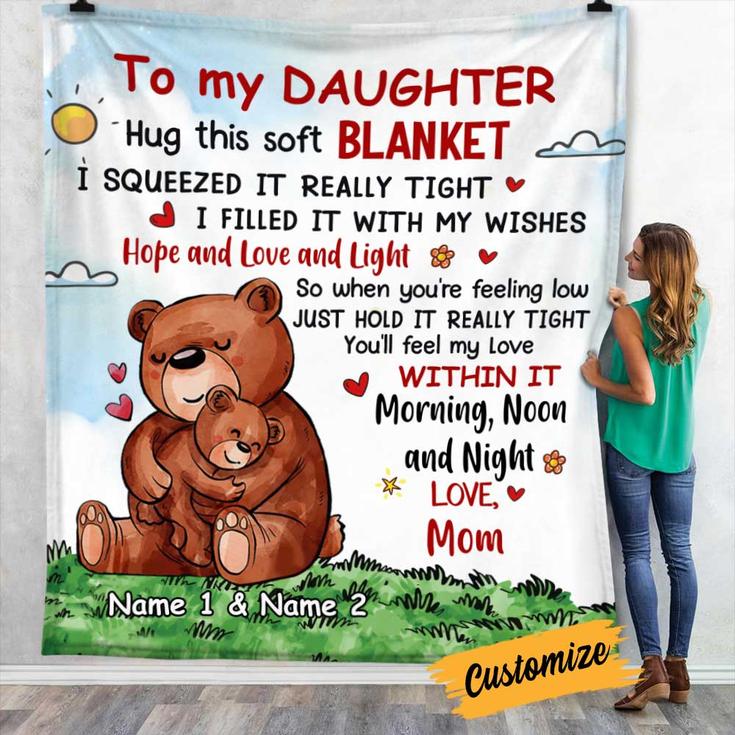 Personalized Bear Daughter Hug This Blanket
