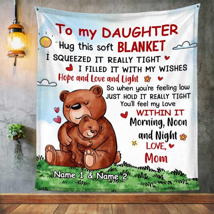 Personalized Bear Daughter Hug This Blanket