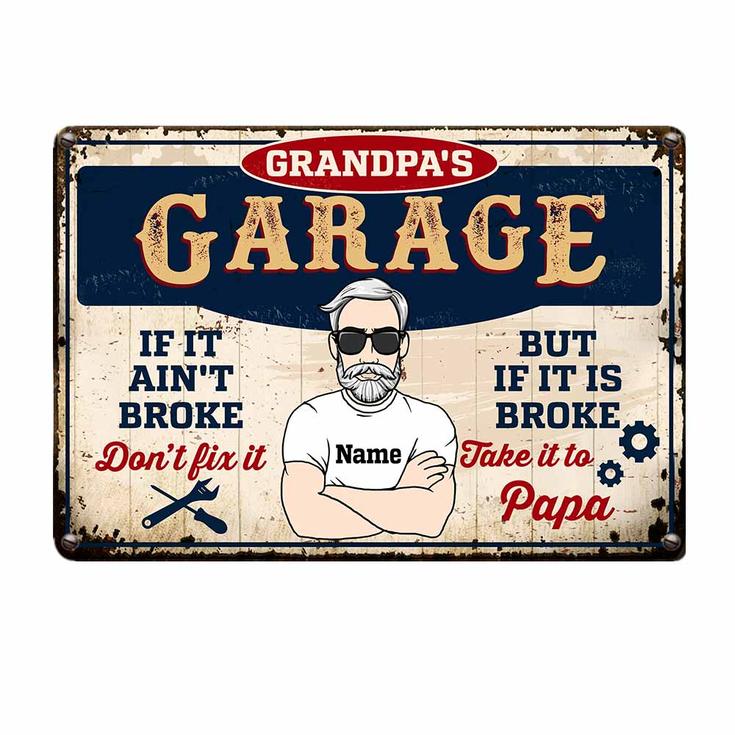 Personalized Garage Dad Grandpa Metal Sign