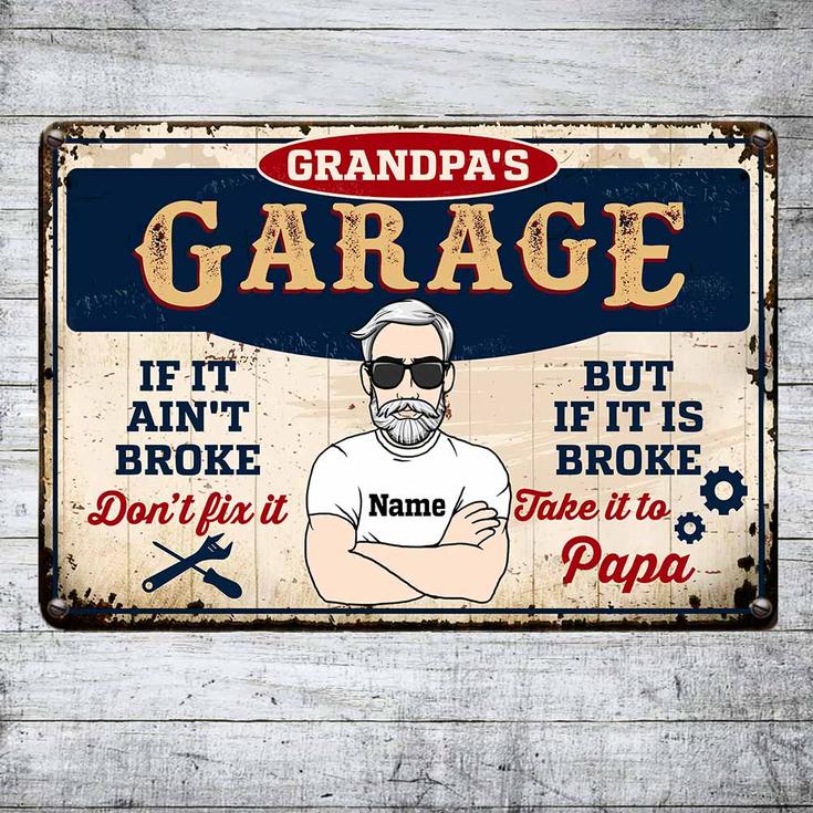 Personalized Garage Dad Grandpa Metal Sign