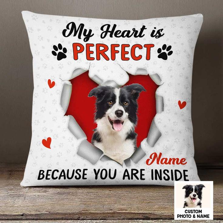 Personalized Photo Dog Owner My Heart Pillow