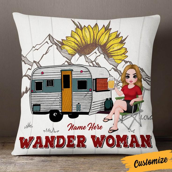 Personalized Love Camping Wander Woman Pillow