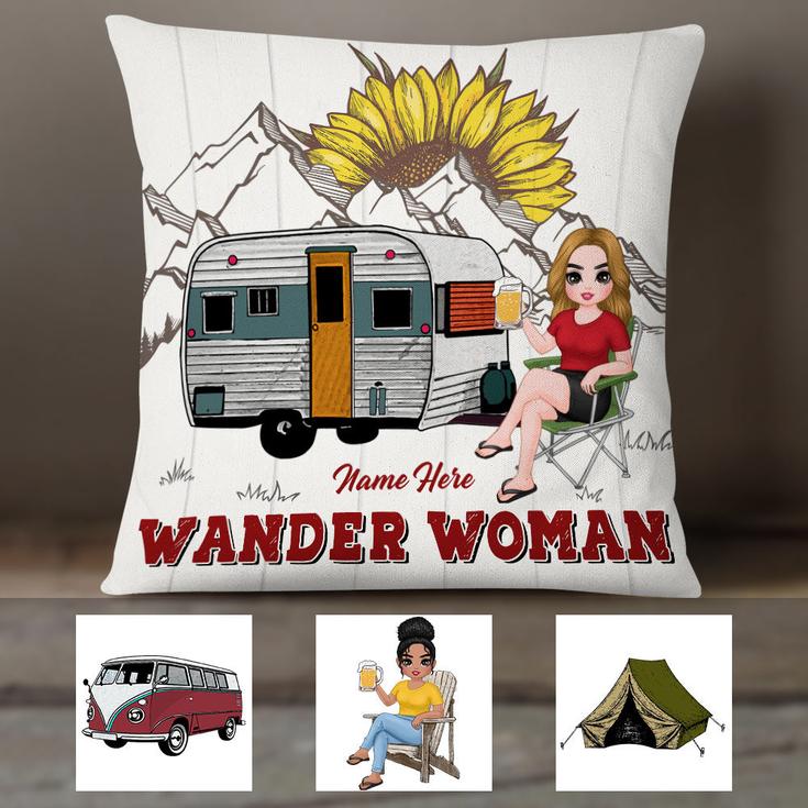 Personalized Love Camping Wander Woman Pillow
