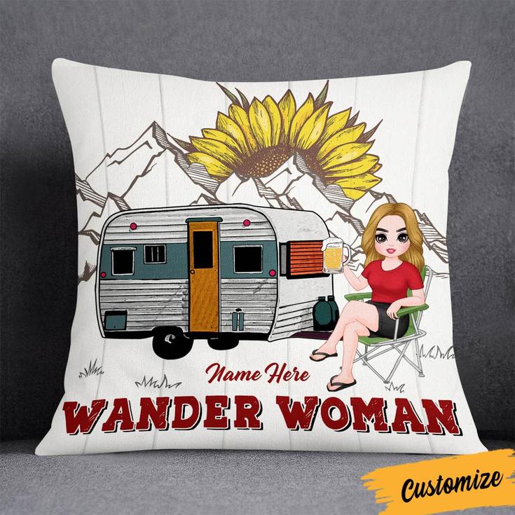 Personalized Love Camping Wander Woman Pillow