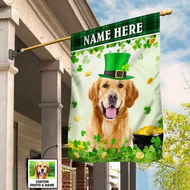 Personalized Dog  Photo St Patrick's Day Flag