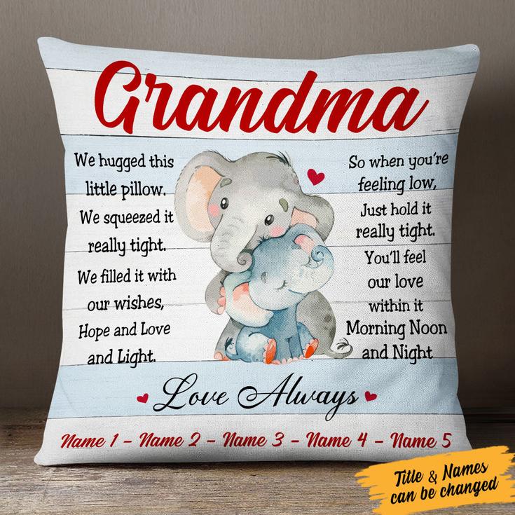 Personalized Elephant Gift For Grandma  Pillow