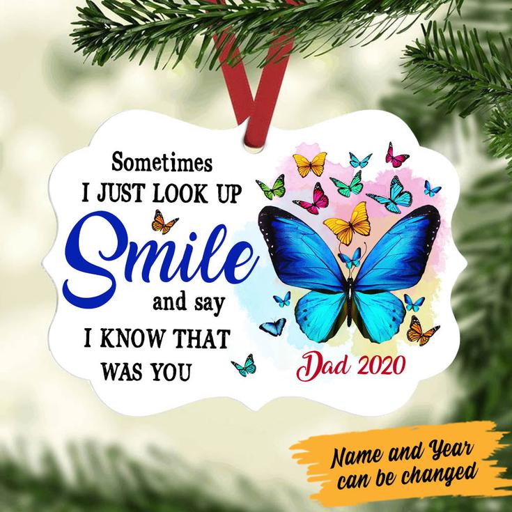 Personalized Angel In Heaven Gifts, Butterfly Memorial Mom Dad Gifts, In Loving  Smile Benelux Ornament