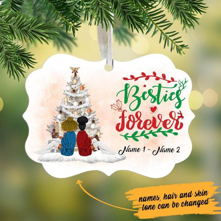 Personalized Besties Forever Christmas MDF Ornament