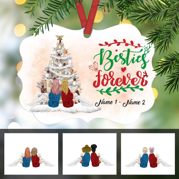 Personalized Besties Forever Christmas MDF Ornament