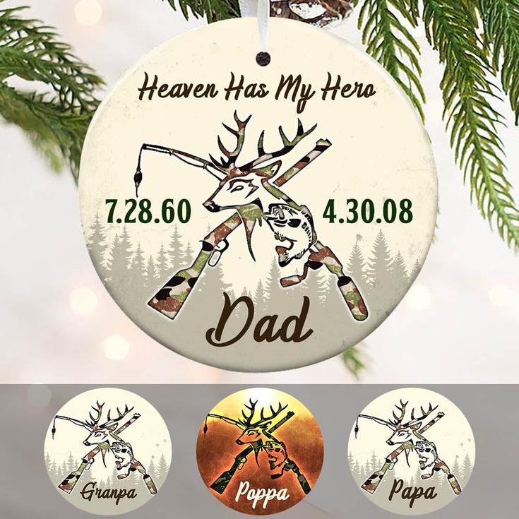 Personalized Haven Has My Hero Dad Memorial  Circle Ornament