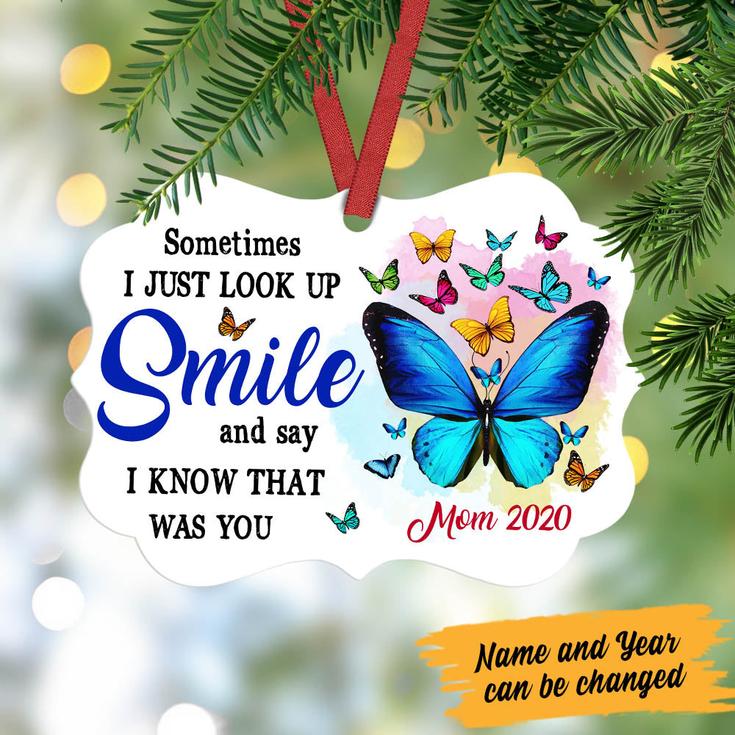 Personalized Angel In Heaven Gifts, Butterfly Memorial Mom Dad Gifts, In Loving  Smile Benelux Ornament