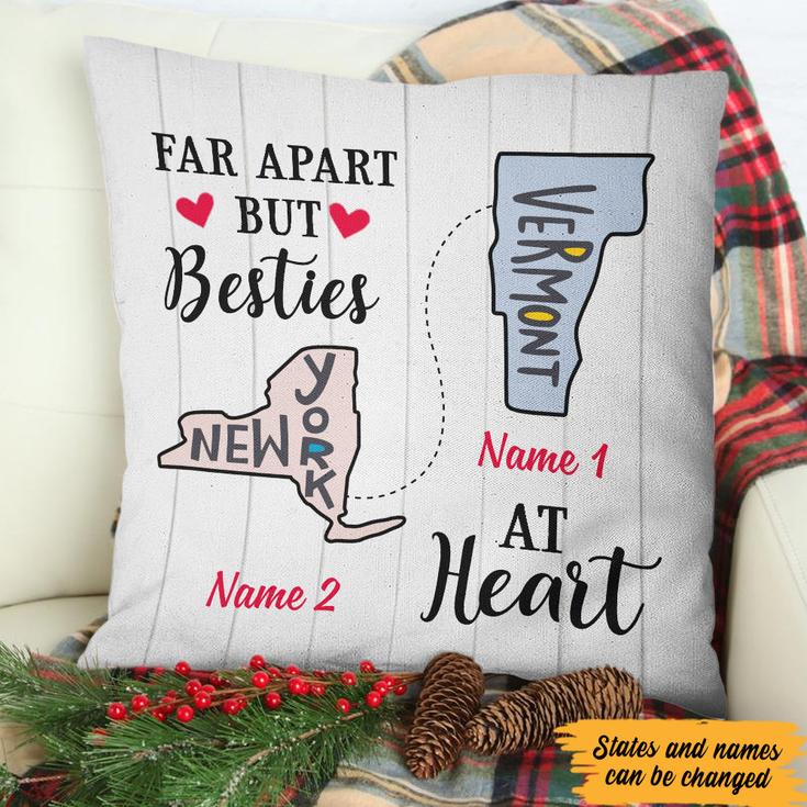 Personalized Besties At Heart Long Distance  Pillow