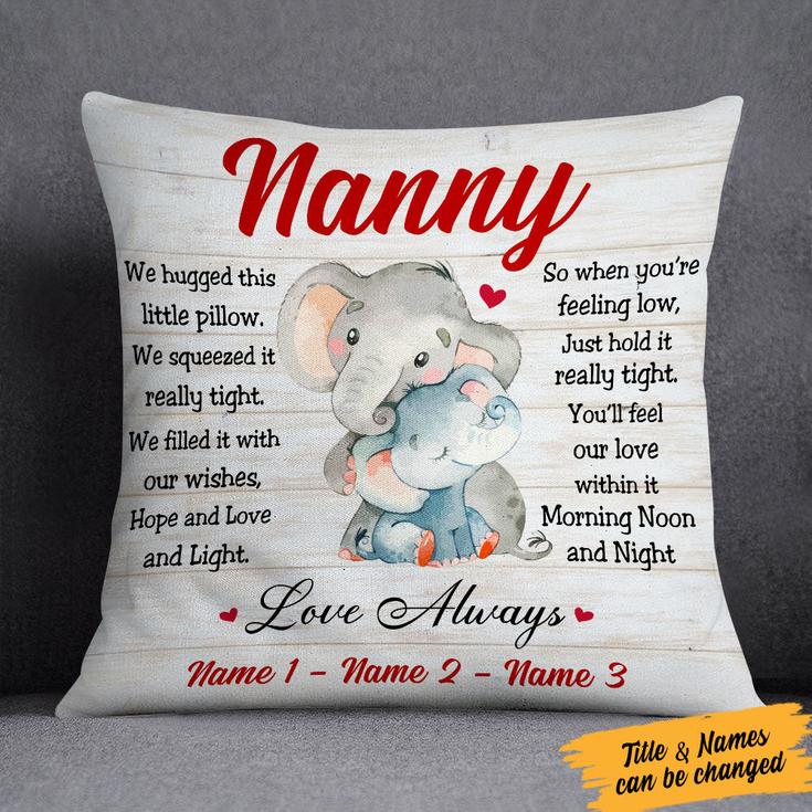 Personalized Elephant Gift For Grandma  Pillow