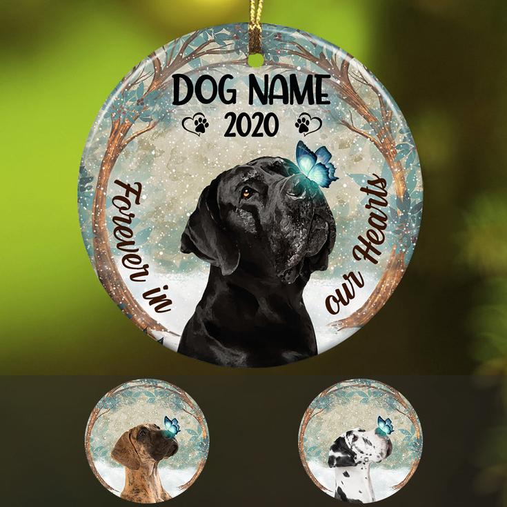 Personalized Forever In Our Hearts Great Dane Dog Memorial  Ornament