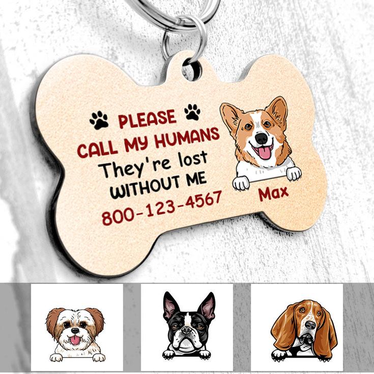 Personalized Dog Mom Christmas Gifts, Dog Mom Call My Humans Bone Pet Tag