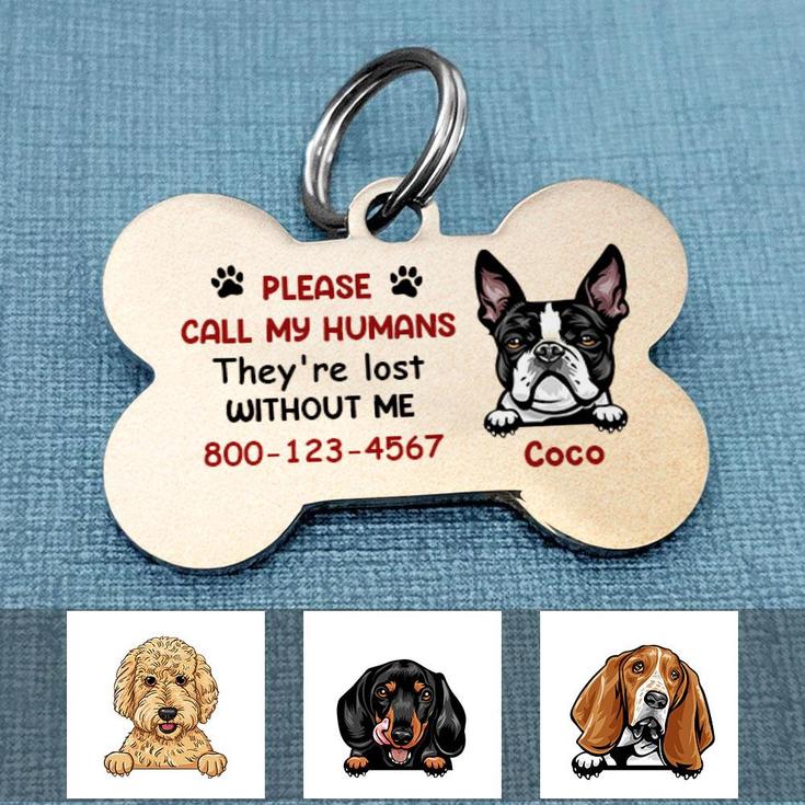 Personalized Dog Mom Christmas Gifts, Dog Mom Call My Humans Bone Pet Tag