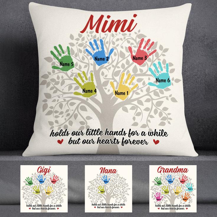 Personalized Grandma Handprint Tree  Pillow