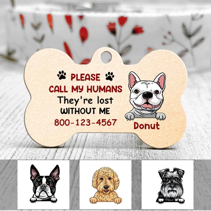 Personalized Dog Mom Christmas Gifts, Dog Mom Call My Humans Bone Pet Tag