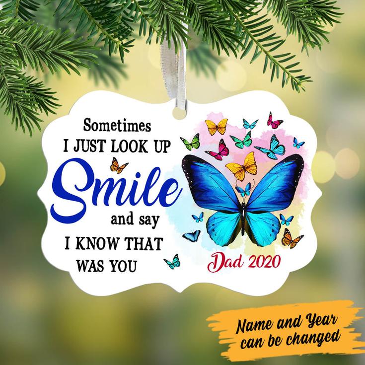 Personalized Angel In Heaven Gifts, Butterfly Memorial Mom Dad Gifts, In Loving  Smile Benelux Ornament