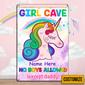 Personalized Girl Cave Daughter Granddaughter Unicorn Metal Sign