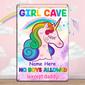 Personalized Girl Cave Daughter Granddaughter Unicorn Metal Sign