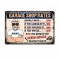 Personalized Gift For Mechanic, Garage Rates Metal Sign