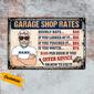 Personalized Gift For Mechanic, Garage Rates Metal Sign