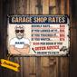 Personalized Gift For Mechanic, Garage Rates Metal Sign