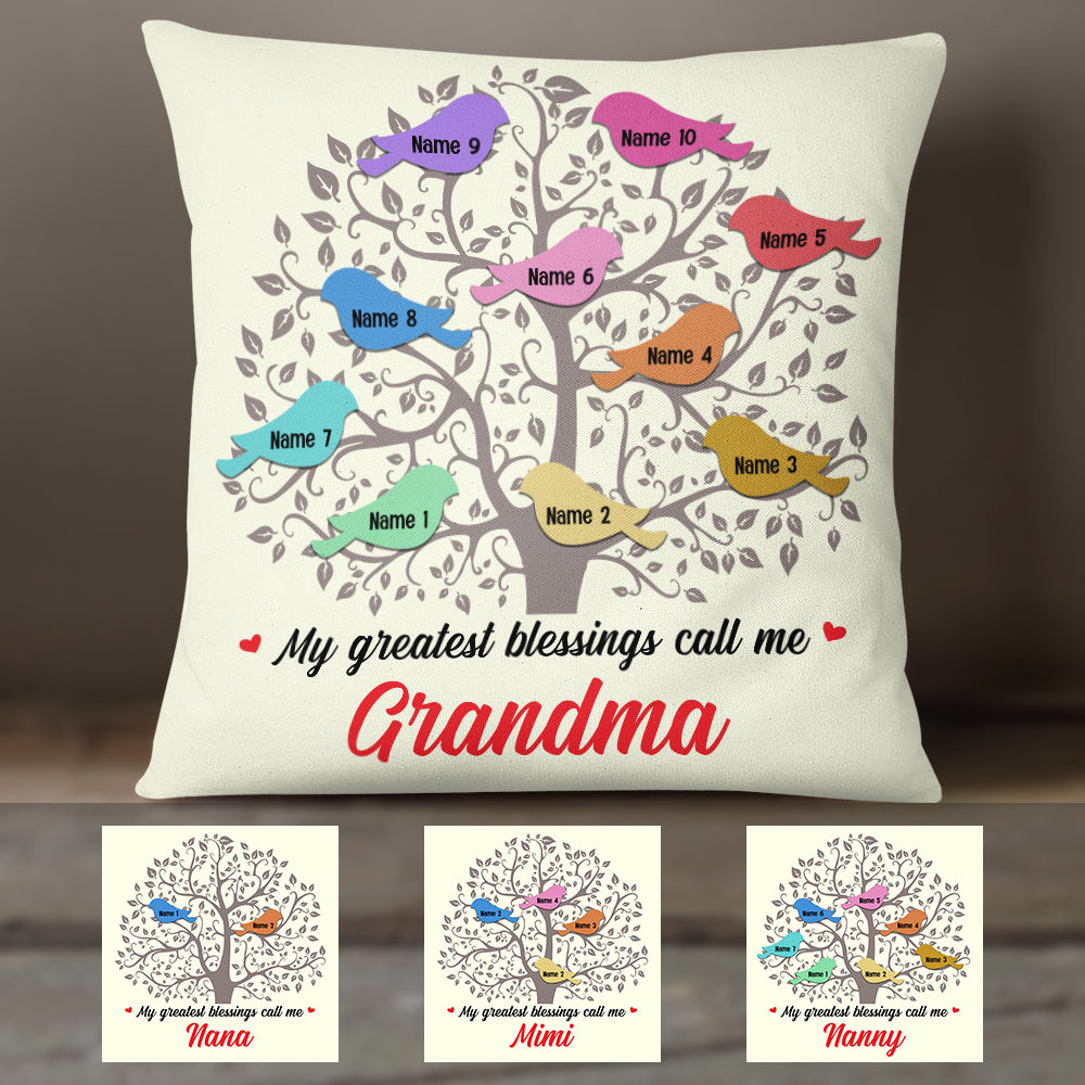 Personalized Grandma Family Tree   Pillow