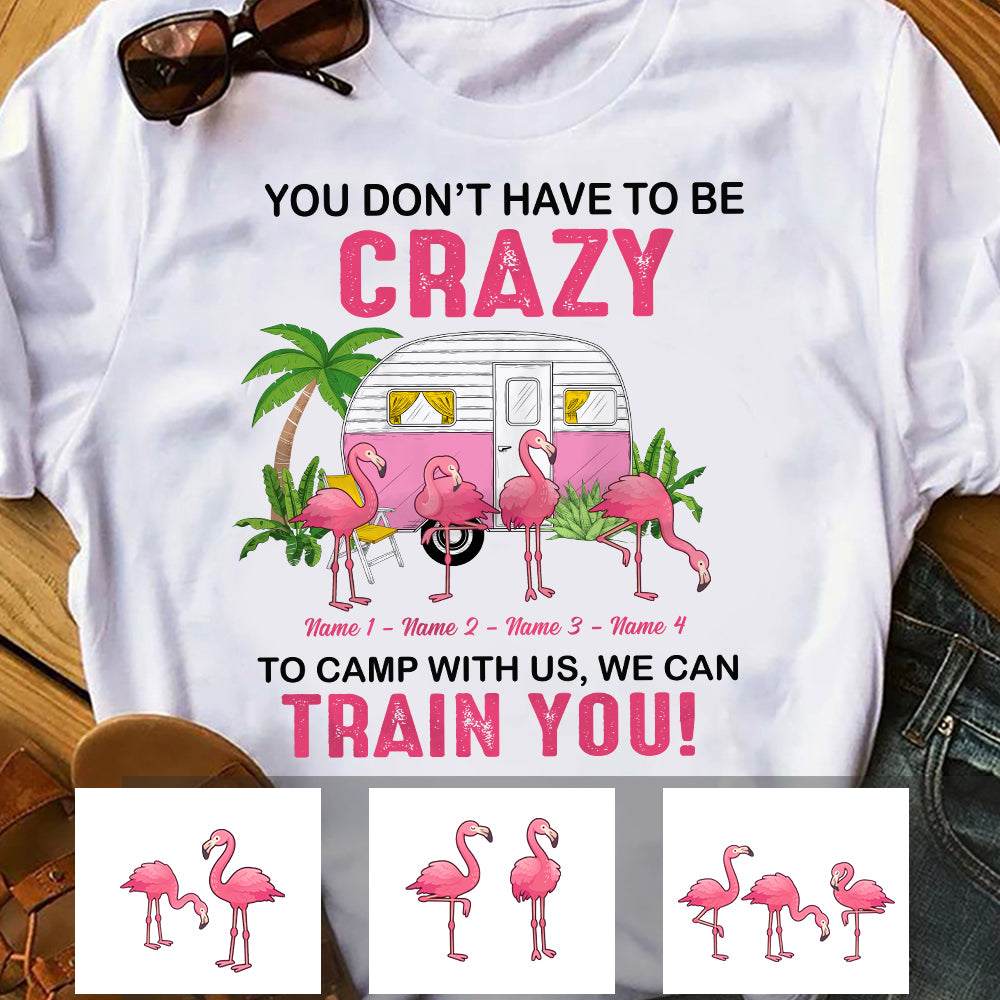 Personalized Camping Friends Flamingo T Shirt