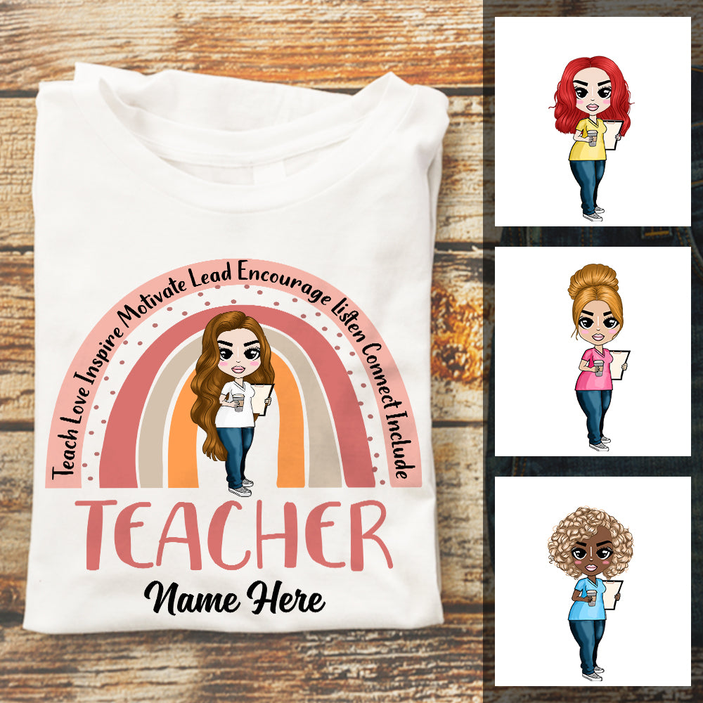 Personalized Back To School Teacher Rainbow T Shirt - Thegiftio UK
