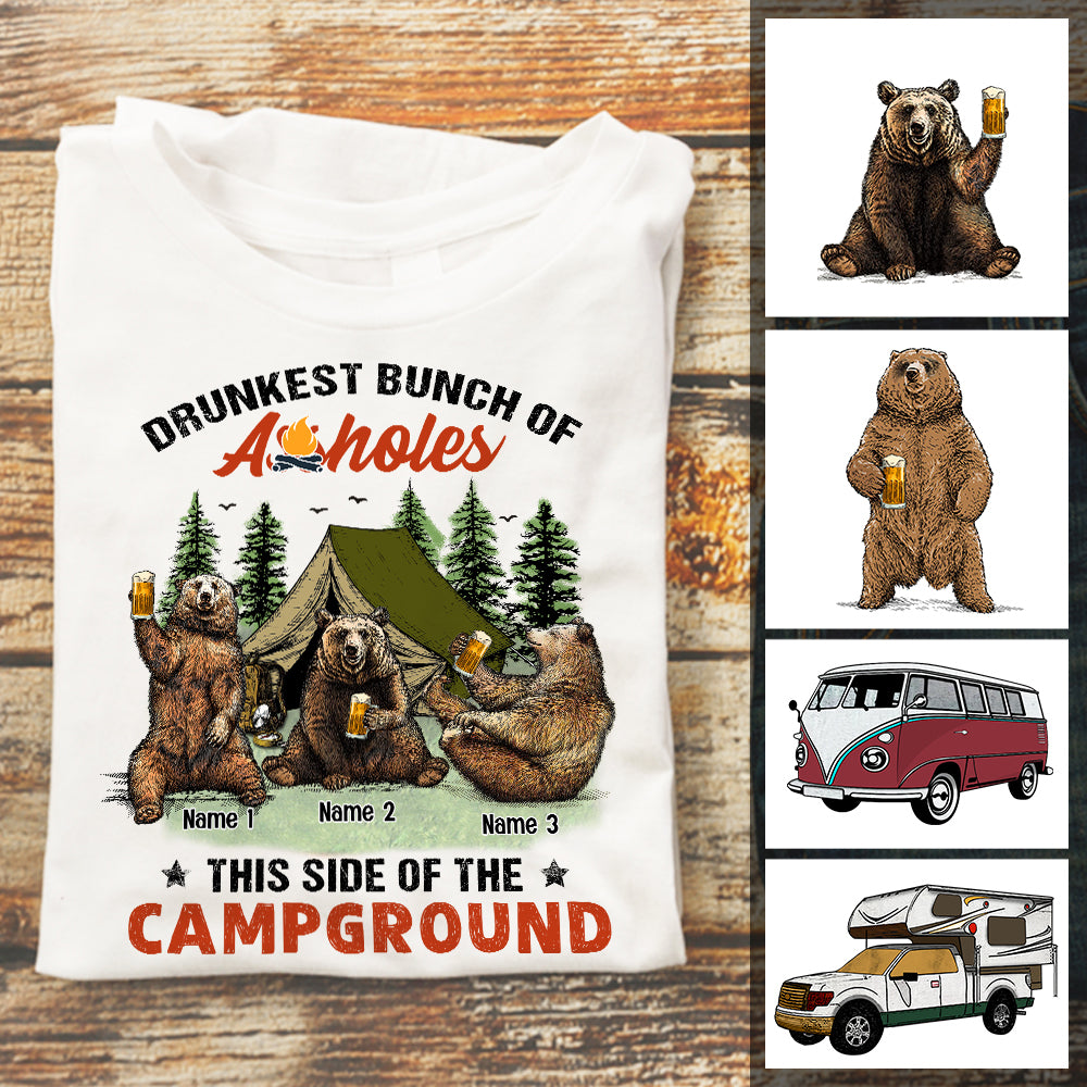 Personalized Camping Friends Bear T Shirt