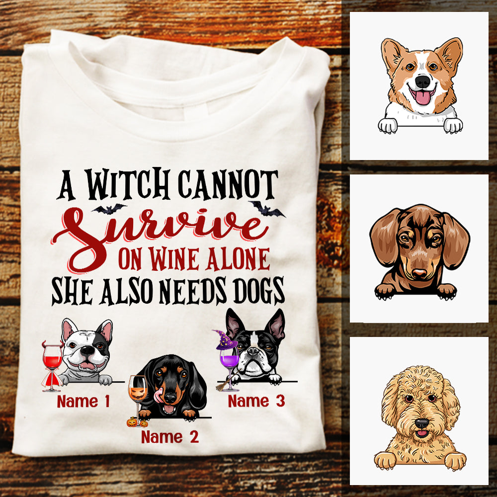 Personalized Witch Dog Fall Halloween T Shirt - Thegiftio UK