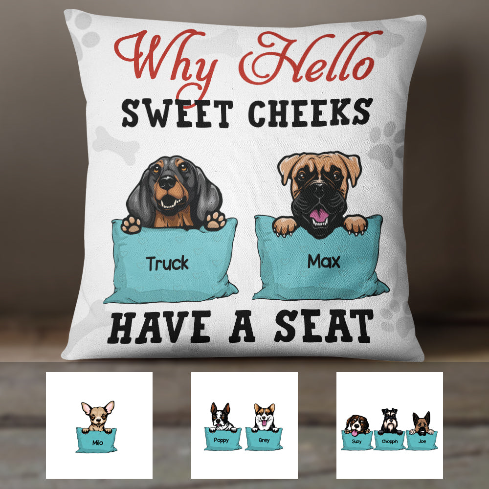 Personalized Dog Welcome Sweet Cheeks  Pillow