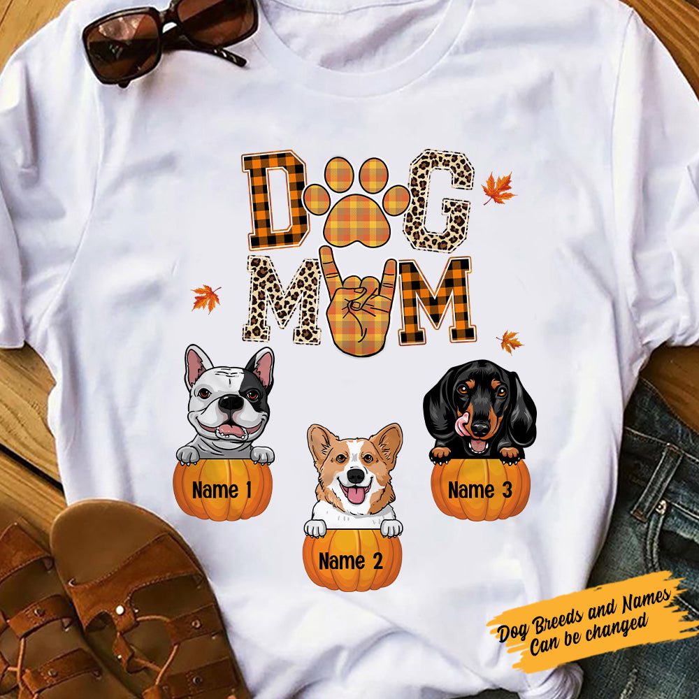 Personalized Dog Mom Fall Halloween T Shirt - Thegiftio UK