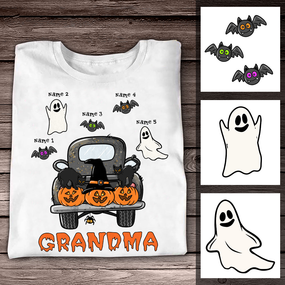 Personalized Mom Grandma Fall Halloween T Shirt - Thegiftio UK
