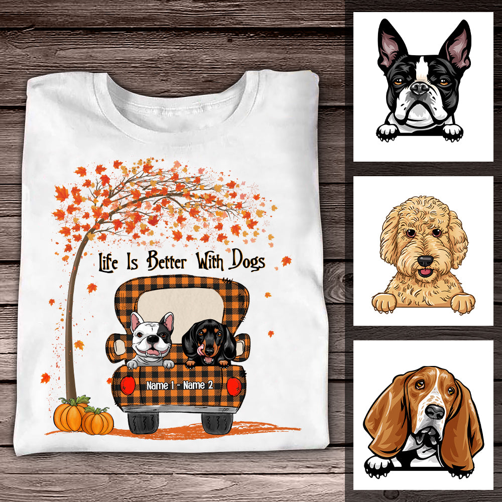 Personalized Life Is Better With Dog Fall Halloween T Shirt - Thegiftio UK