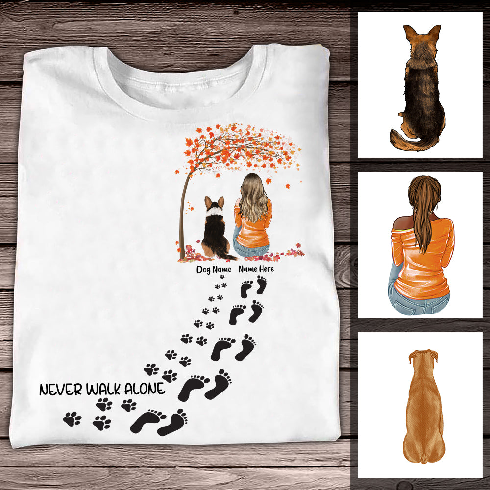 Personalized Dog Never Walk Alone Fall Halloween T Shirt - Thegiftio UK