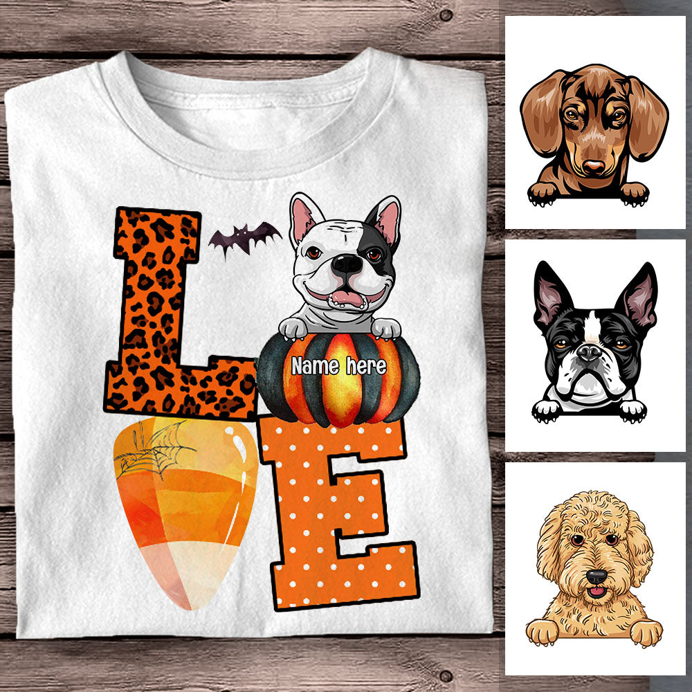 Personalized Dog Love Fall Halloween T Shirt - Thegiftio UK