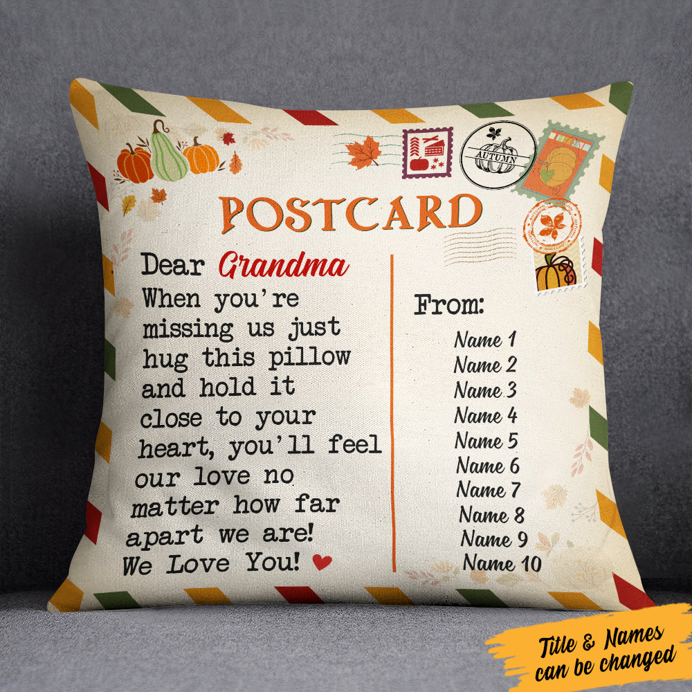 Personalized Mom Grandma Letter Fall Halloween Pillow