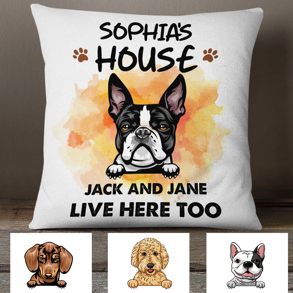 Personalized Dog House Fall Halloween Pillow
