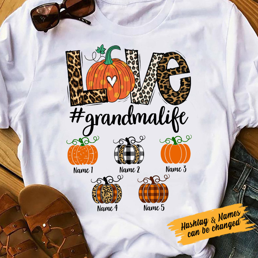 Personalized Fall Halloween Mom Grandma T Shirt - Thegiftio UK