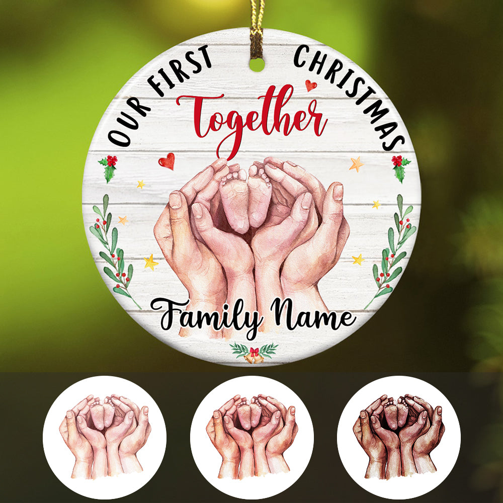 Personalized Our First Baby Gifts, Our First Christmas Together Circle Ornament - Thegiftio