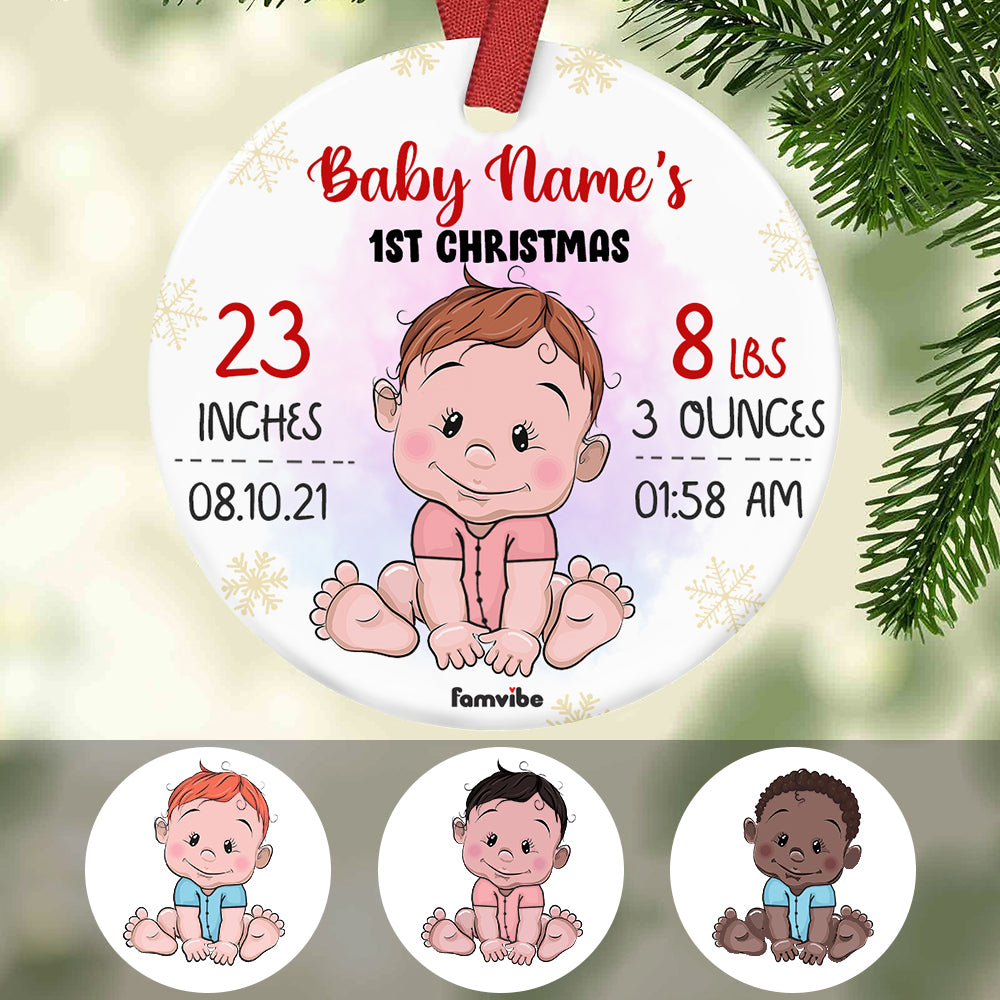 Personalized New Baby Gifts, Baby 1st First Christmas, Baby First Christmas Circle Ornament
