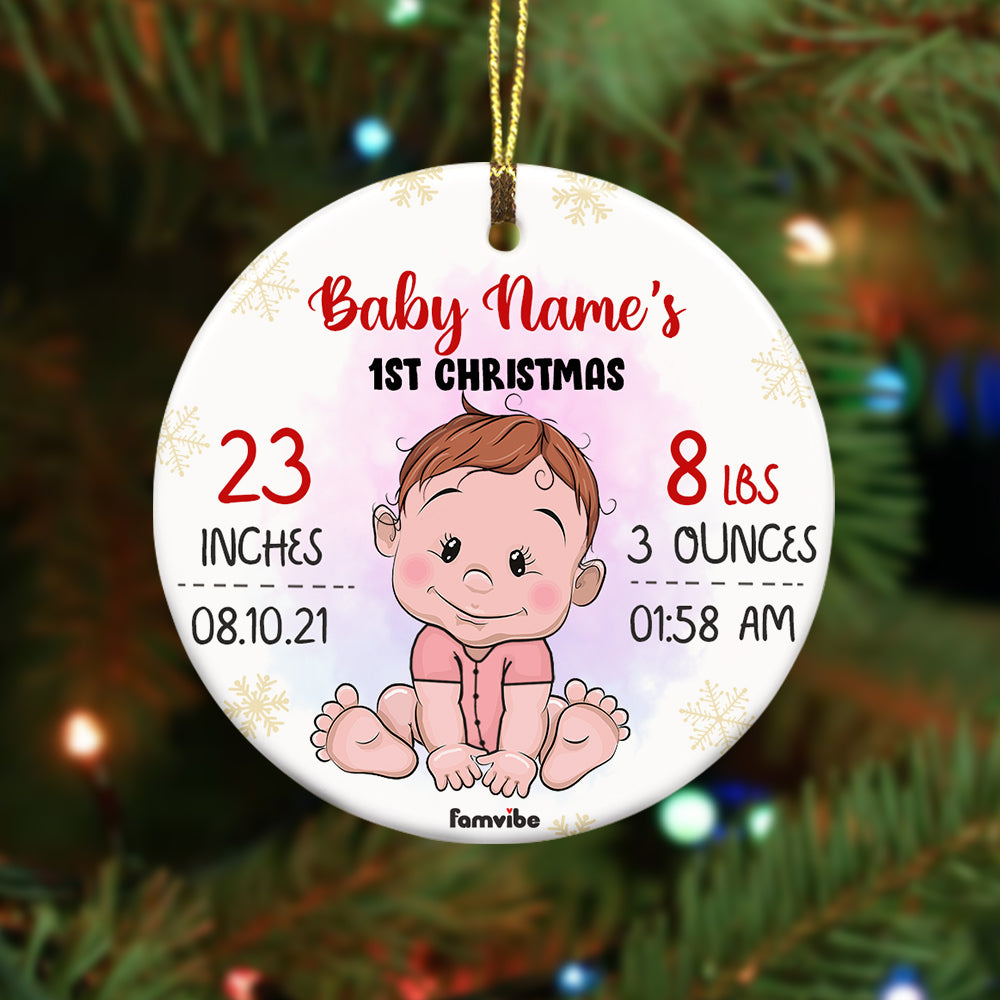 Personalized New Baby Gifts, Baby 1st First Christmas, Baby First Christmas Circle Ornament