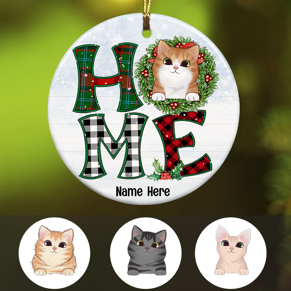 Personalized Christmas Cat Gifts, Cat Home Christmas Circle Ornament - Thegiftio UK